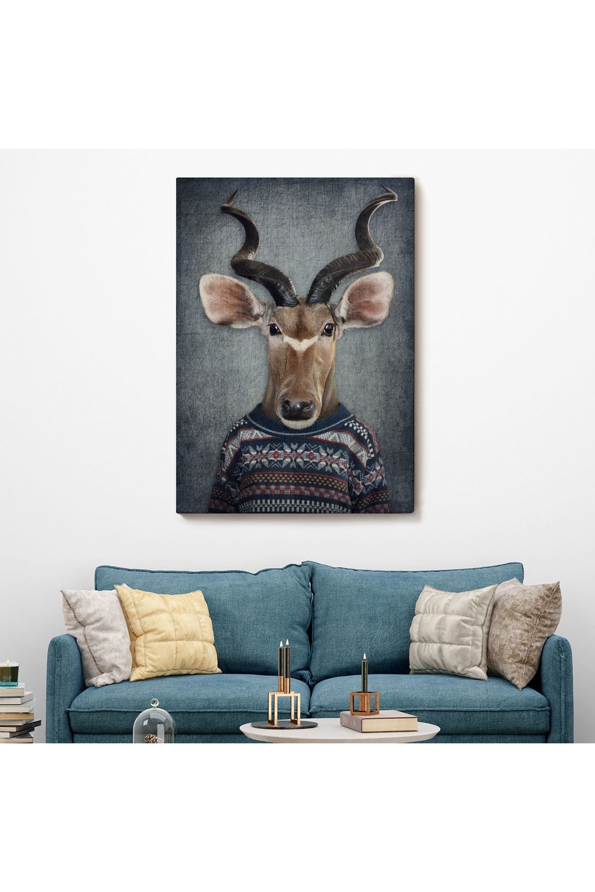 YB HG Antilop Kafalı İnsan Kanvas Tablo-4996