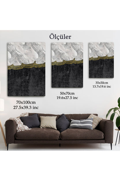 Siyah Beyaz Mermer Desenli Dekoratif Kanvas Tablo-5175