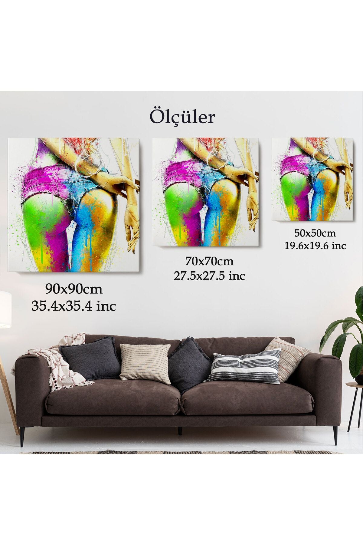 Renkli Kadın Poposu Kanvas Tablo-5894