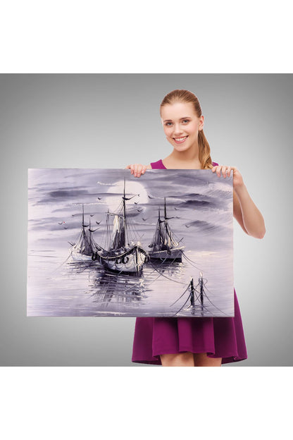 Venedik İtalya Yelkenli Limanı Yağlı Boya Görünümlü Tablo-1200