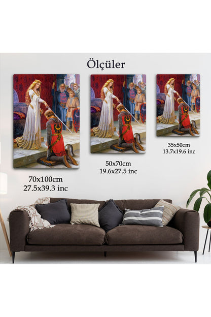 The Accolade - Edmund Blair Leighton Şövalyenin Kraliçeye Sadakat Tablosu-6460