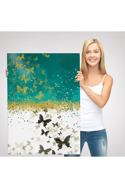 Altın ve Siyah Kelebekler Duvar Tablosu-6009