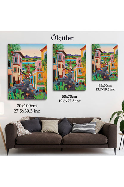 Ortacağ Meksika Köyü Duvar Tablosu-6344