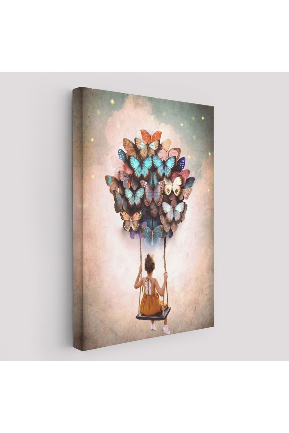Kelebeklerin Uçurduğu Kız Çocuğu Duvar Tablosu-6094