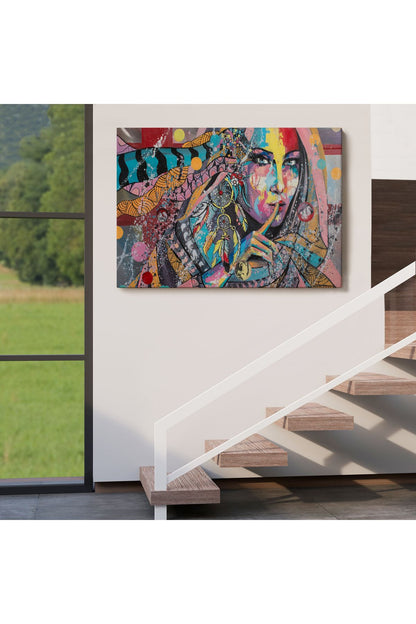 Koruyucu Kız Portresi Yağlıboya Görünüm Dekoratif Kanvas Duvar Tablosu-3469