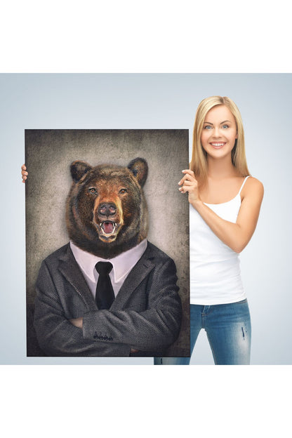 Ayı Kafalı İnsan Kanvas Tablo-4988