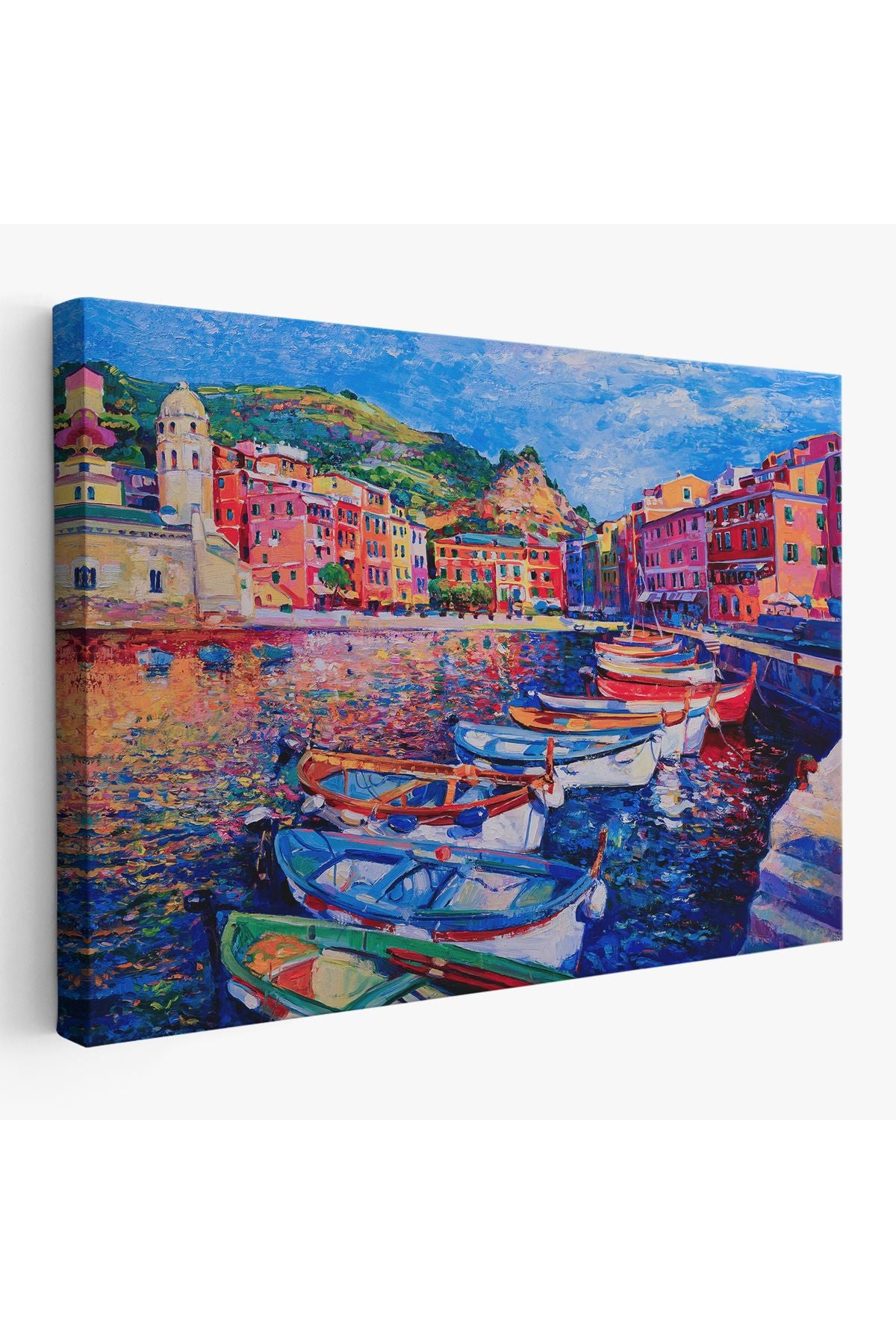 HG Şehir Limanı Yağlıboya Görünüm Dekoratif Kanvas Duvar Tablosu-3629