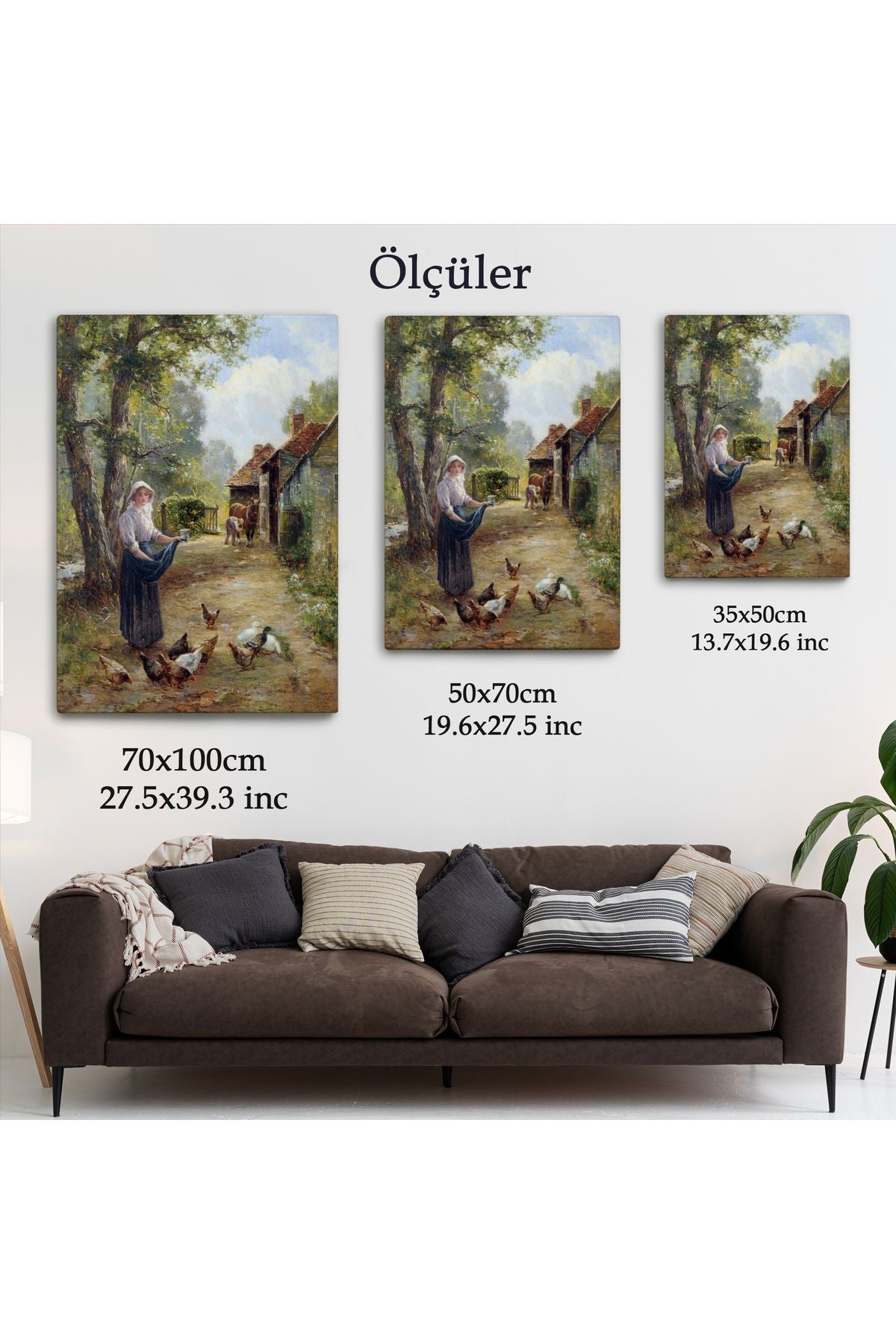 Rus Köylüsü Kadın ve Tavukları Duvar Tablosu-6055