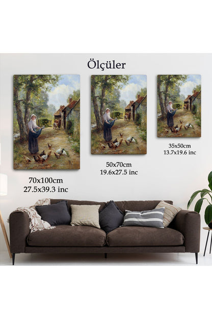 Rus Köylüsü Kadın ve Tavukları Duvar Tablosu-6055