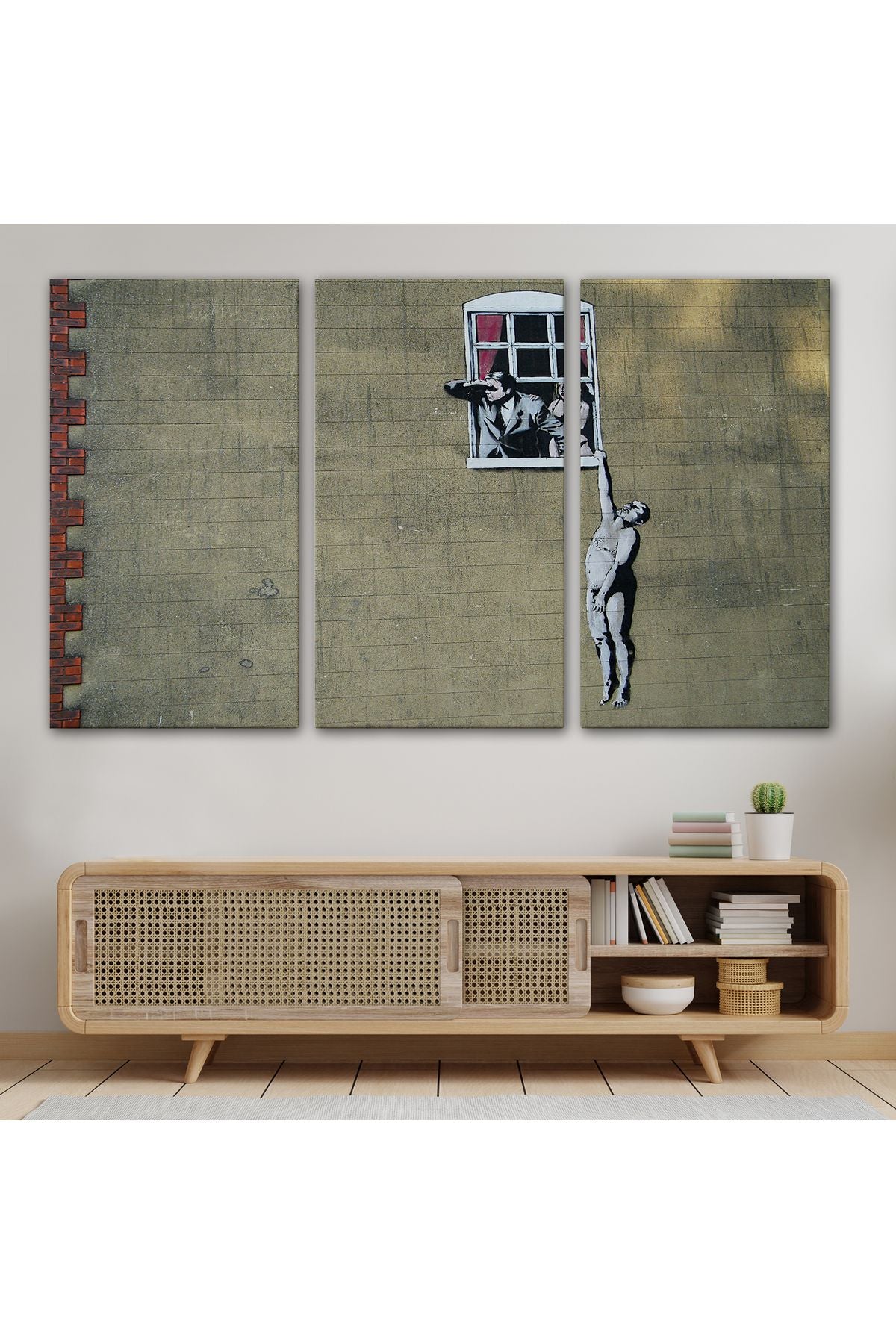 Banksy, Kocası Tarafından Basılan Kadın Kanvas Tablo-5093