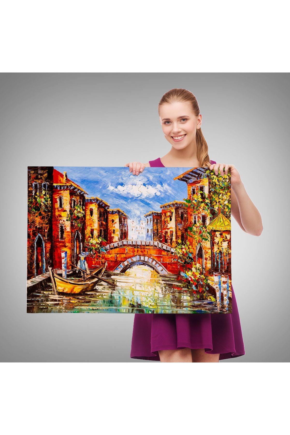 Venedik İtalya Yağlı Boya Görünümlü Tablo-1201