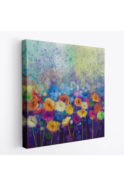 Soyut Çiçekler Suluboya Görünüm Dekoratif Kanvas Duvar Tablosu-5830
