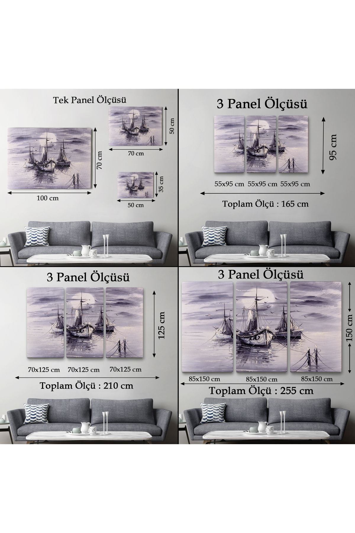 Venedik İtalya Yelkenli Limanı Yağlı Boya Görünümlü Tablo-1200