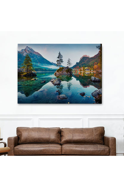 Özel Tasarım, Dekortif BaskıHintersee Gölü Almanya Dekoratif Kanvas Duvar Tablosu-3563