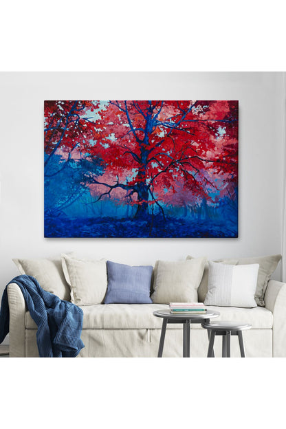 Ormandaki Güzel Sonbahar Ağacı Kanvas Duvar Tablosu-1192