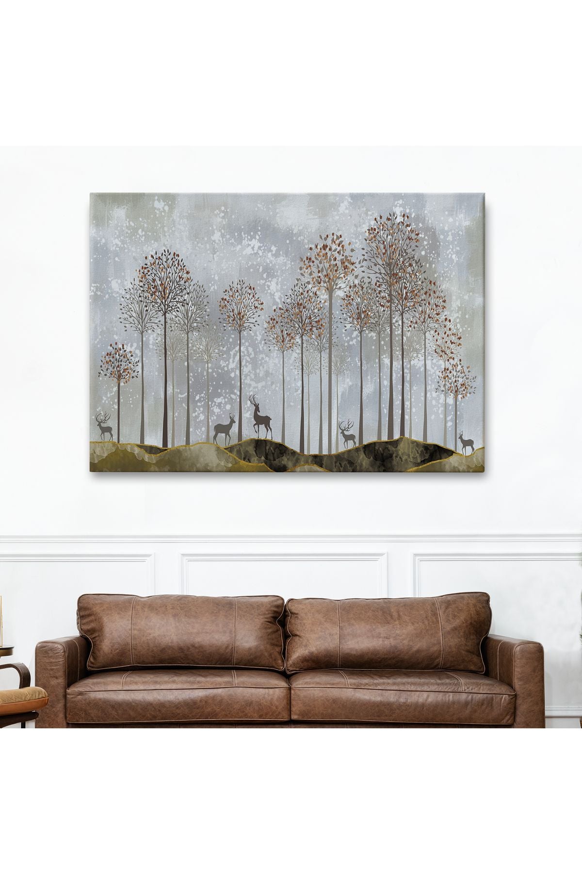 Dekoratif Kanvas Tablo-Ormanda Geyikler Duvar Tablosu 3682