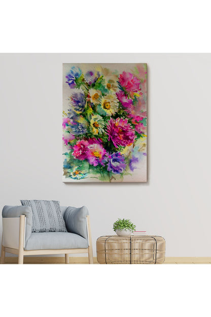 Renkli Çiçekler Duvar Tablosu-5993