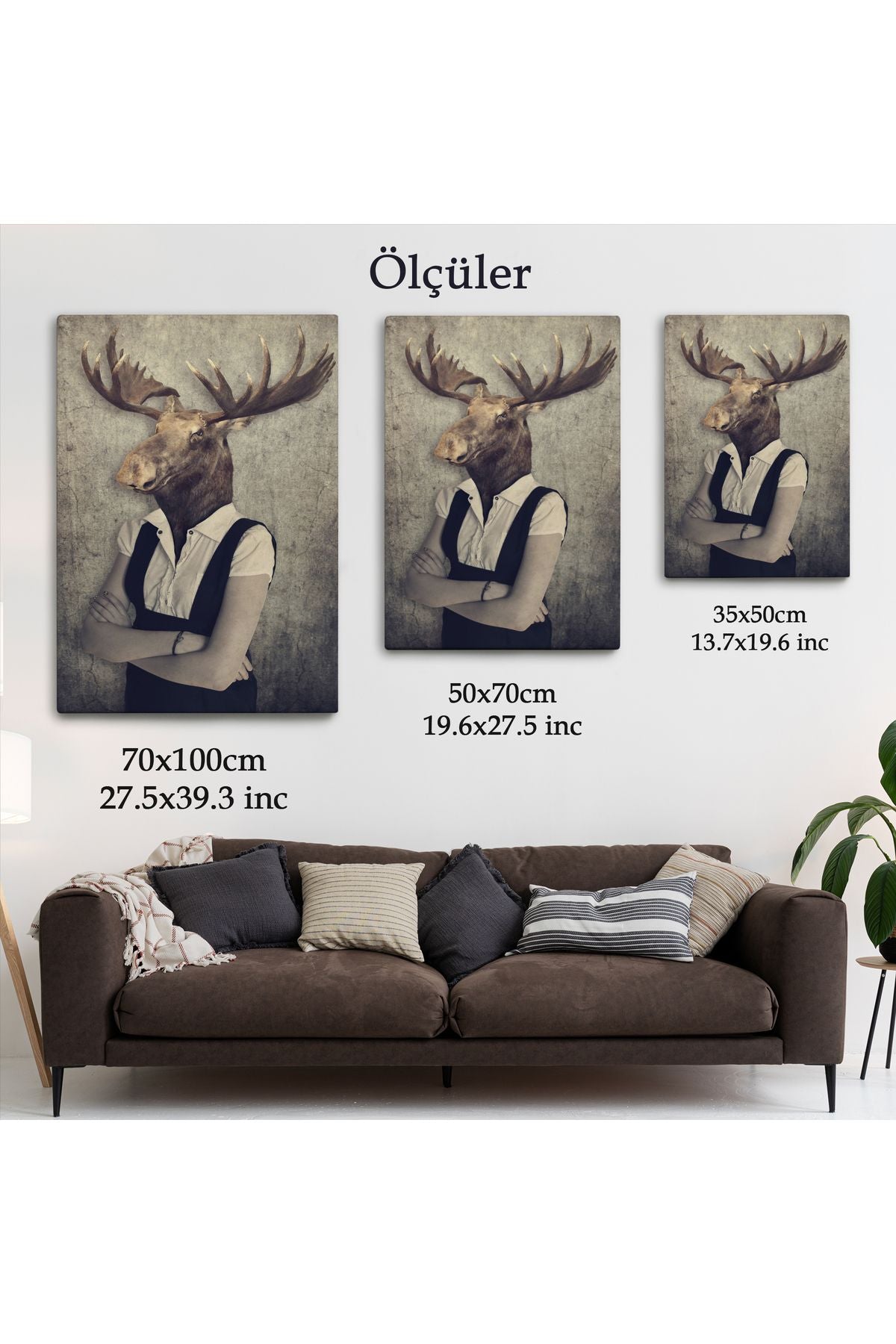 Geyik Kafalı İnsan Kanvas Tablo-4984