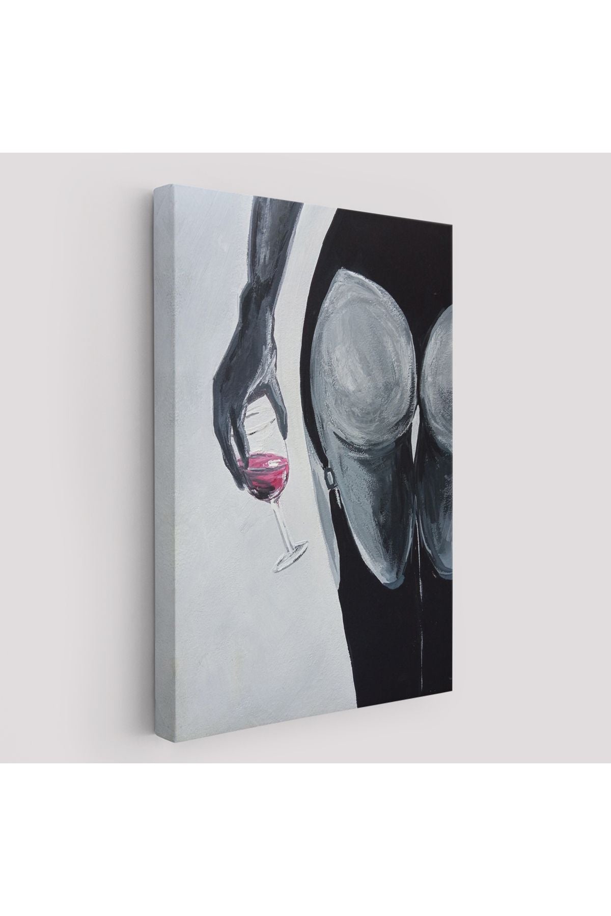 Kızmızı Şarap İçen Sexi Kadın Duvar Tablosu-6219
