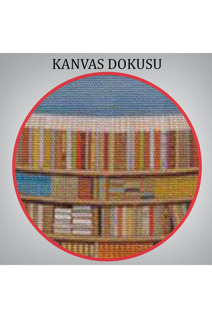 Gerçeküstü Bir Kütüphane Kanvas Tablo, Çalışma Odası Hediyesi, Kütüphane Posteri-5209