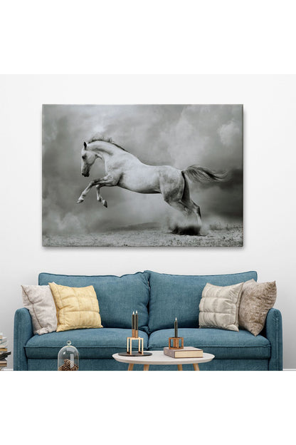 Özel Tasarım, Dekortif BaskıÇöldeki Beyaz At Tablosu-6598