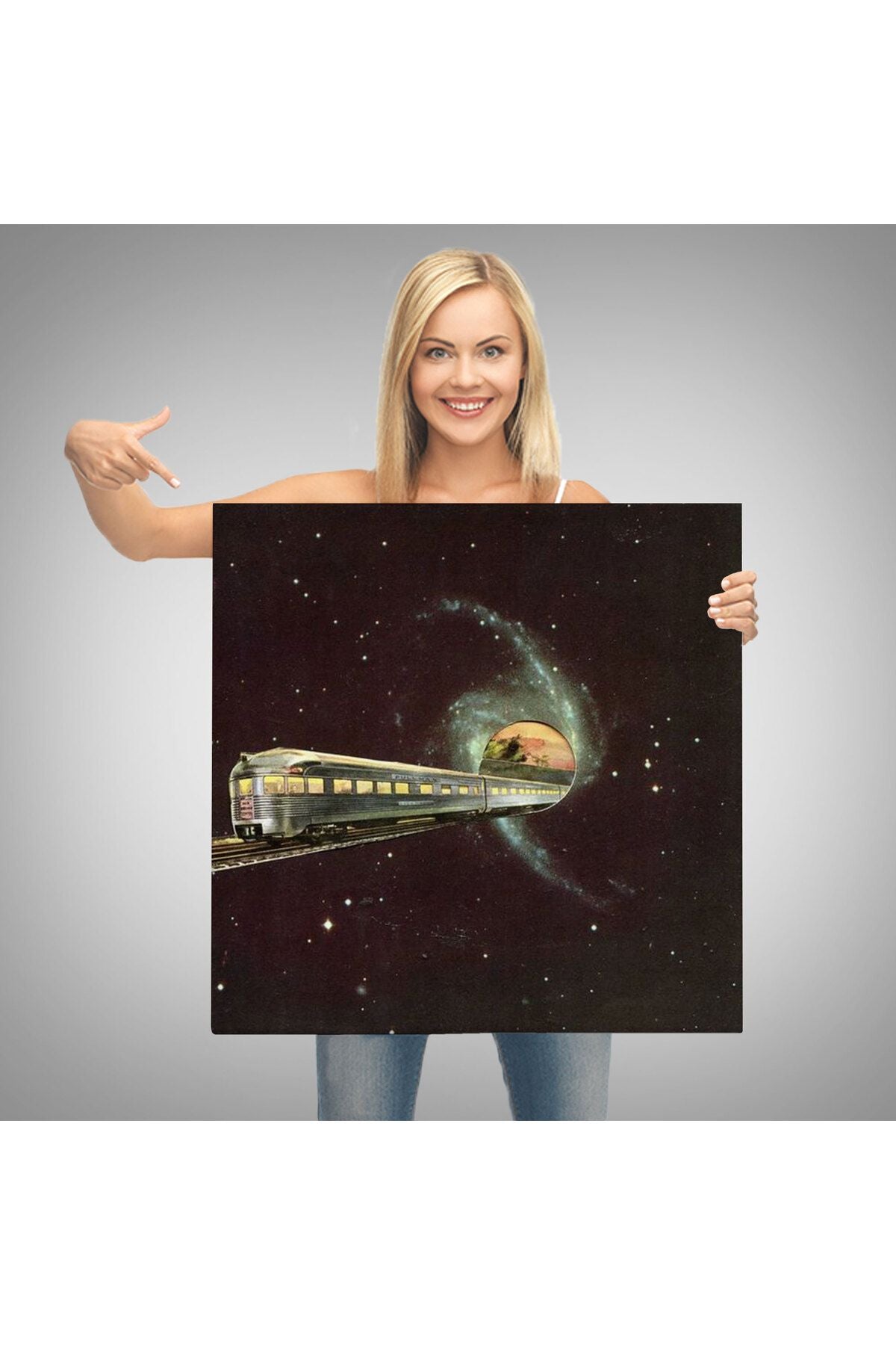 Uzayda Giden Tren Kanvas Tablo, Glaksi Treni-5858