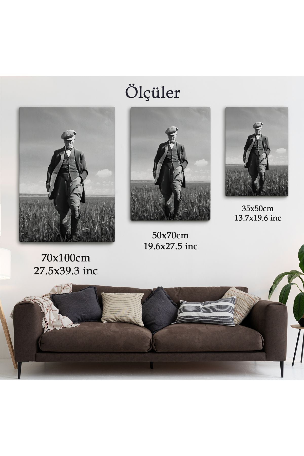 Atatürk Portre Tablosu Mustafa Kemal Atatürk Dikdörtgen Dekoratif Kanvas Tablo-FC-127