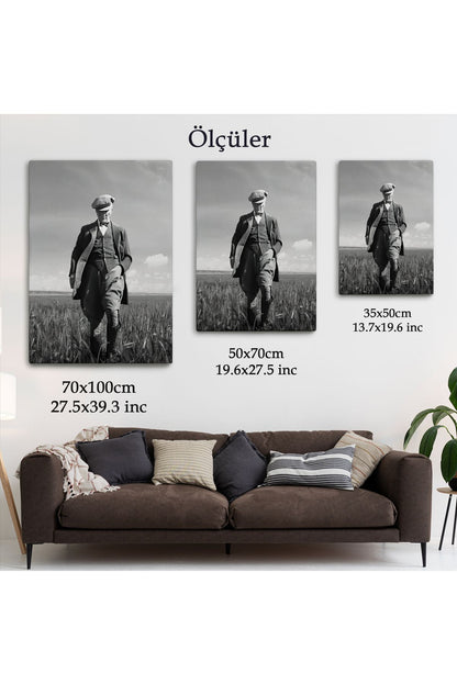 Atatürk Portre Tablosu Mustafa Kemal Atatürk Dikdörtgen Dekoratif Kanvas Tablo-FC-127