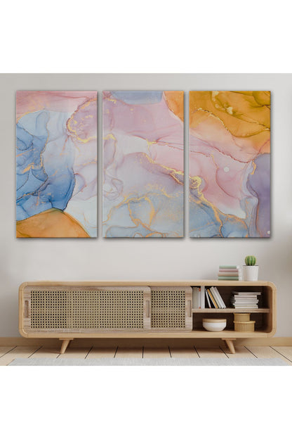 Mürekkep ve Alkol Elementleri ile Mermer Deseni Verilmiş Kanvas Tablo-5047