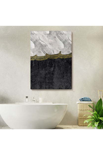 Siyah Beyaz Mermer Desenli Dekoratif Kanvas Tablo-5175