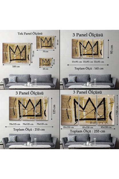 Jean Michel Basquiat Notlar ve Taç Eseri Kanvas Duvar Tablosu-5001
