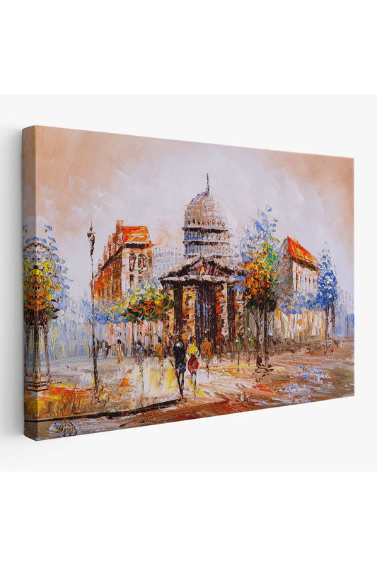 DB  Paris Sokakları Yağlıboya Görünüm Dekoratif Kanvas Duvar Tablosu-3485