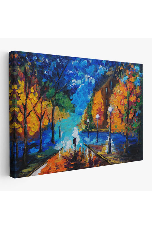 Ormanda Gece Yürüyüsü Dekoratif Kanvas Duvar Tablosu-3429