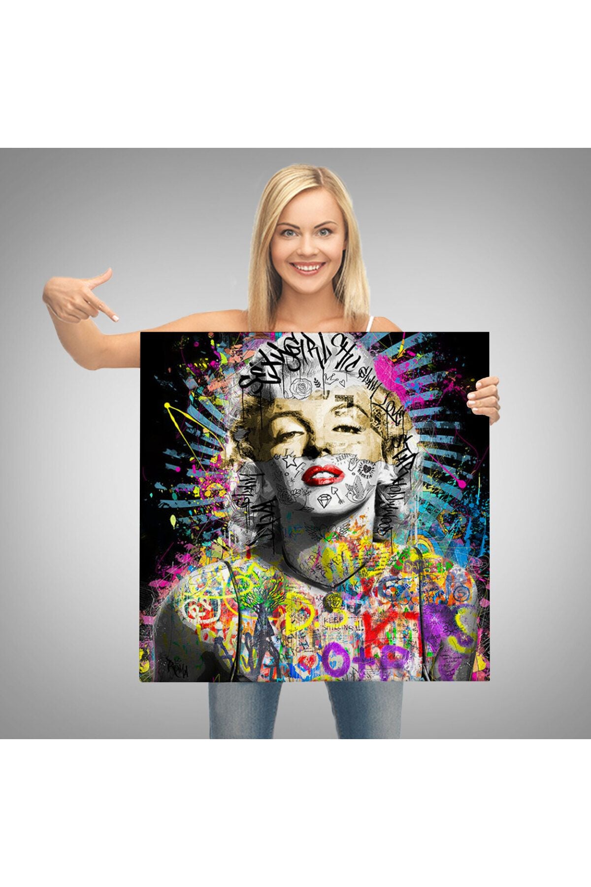 Marilyn Monroe Sokak Sanatı Kanvas Tablo Street Art Graffiti-5893