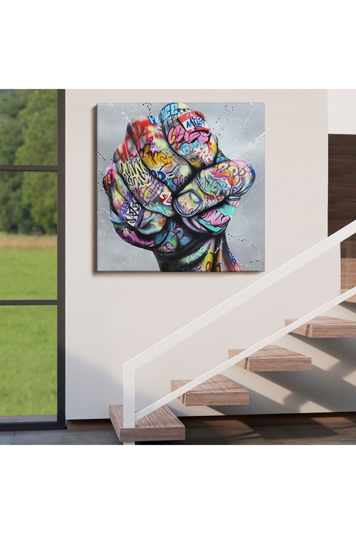 Sokak Graffiti Duvar Sanatı Kanvas Tablo, Banksy Renkli Graffiti Pop Art-5338