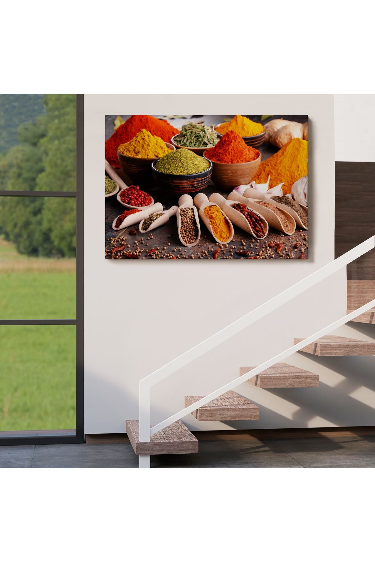 Mutfak Masasın da Baharatlar Dekoratif Kanvas Duvar Tablosu-3518