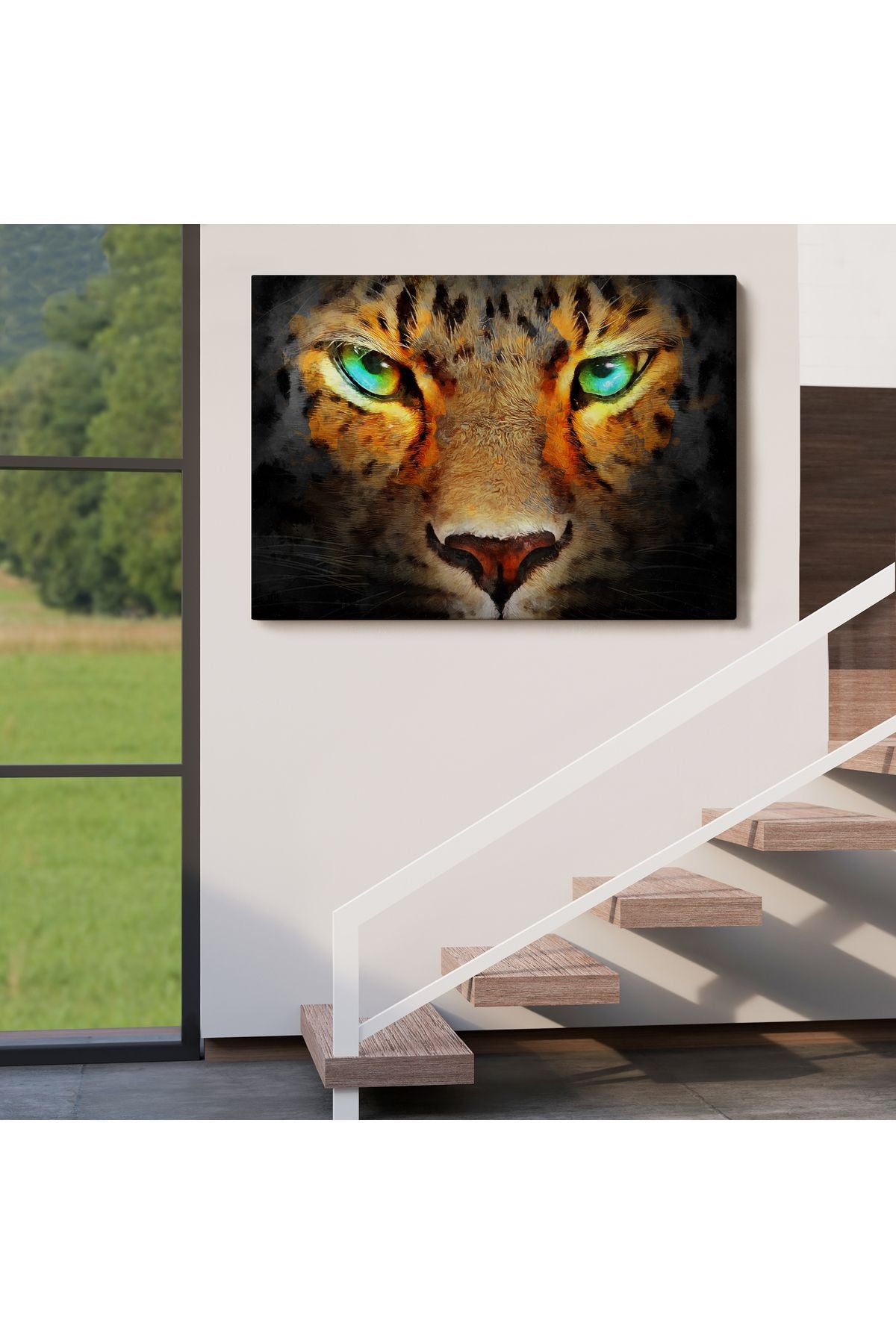 Gerçekçi Çita Gözleri Yağlıboya Görünüm Kanvas Duvar Tablosu-3689