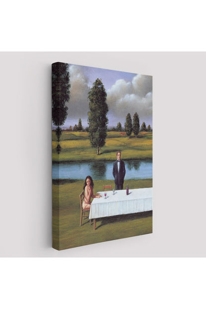 Dekoratif Kanvas Tablo, Duvar Tablosu-Nehir Kenarı ve Sevgilisini Bekleyen Kadın 6258