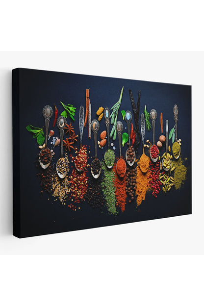 YB Mutfak Masasındaki Baharatlar Dekoratif Kanvas Tablo-3715