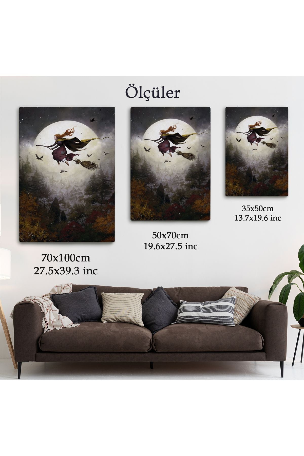 Süpürge ile Uçan Cadı, Cadılar Bayramı Hediyesi, Hallowen Tablo -6398