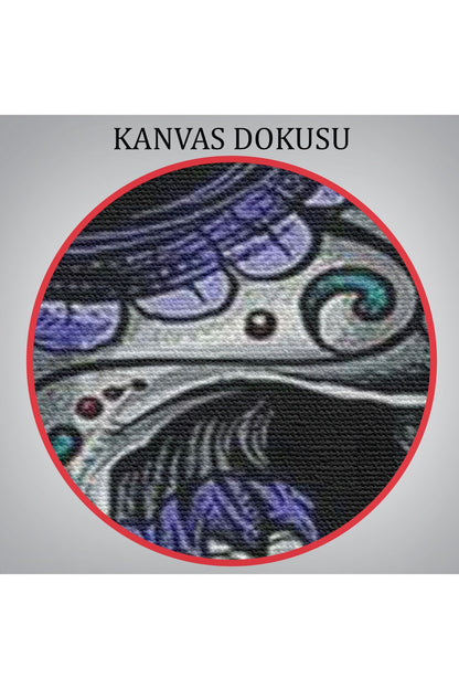 Renkli Çiçeklerle Kafatası Posteri, Şeker Kafatası Sanatsal Kanvas Tablo-5256