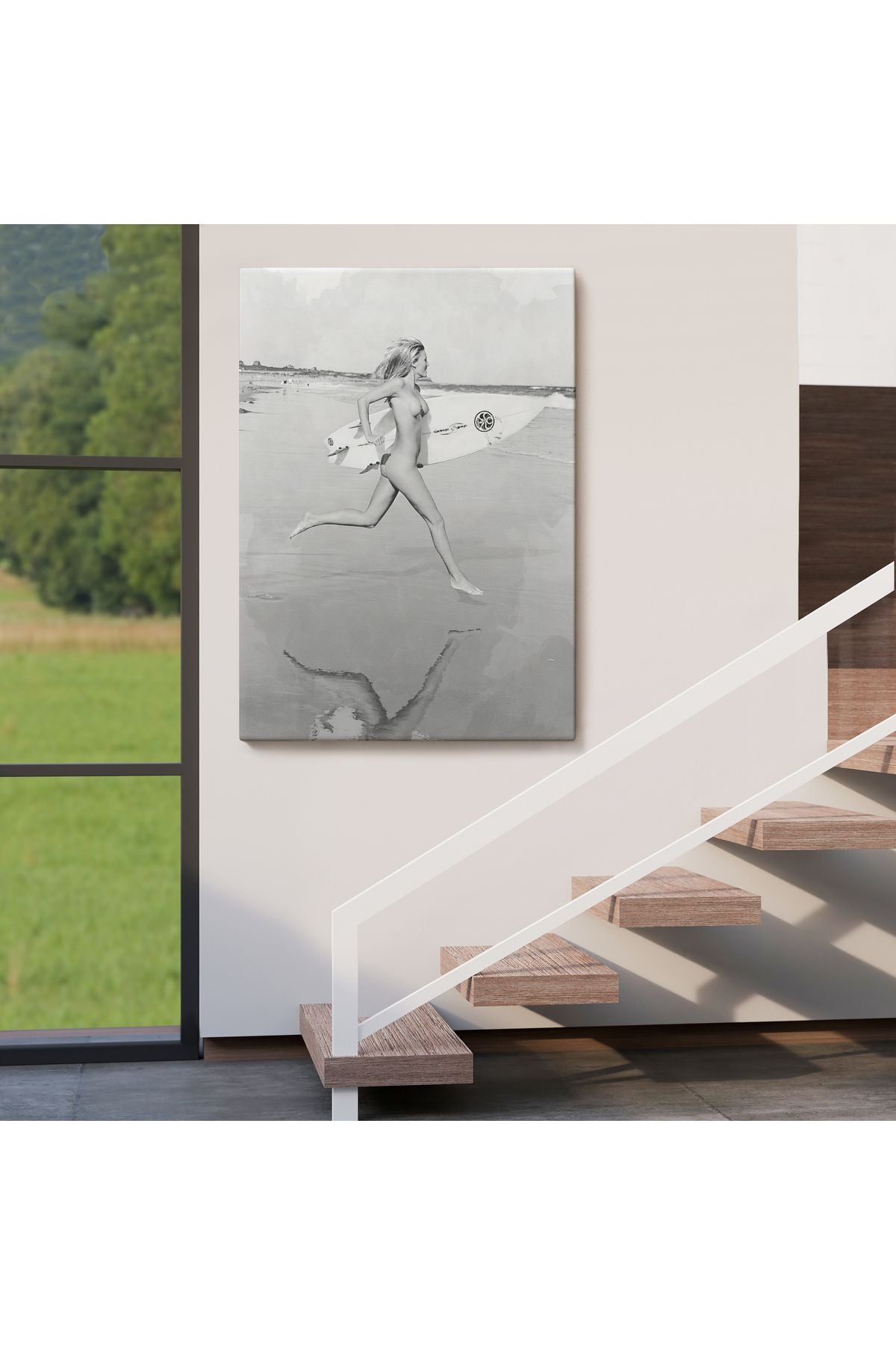 Çıplak Sörfçü Kadın Kanvas Tablo-5240