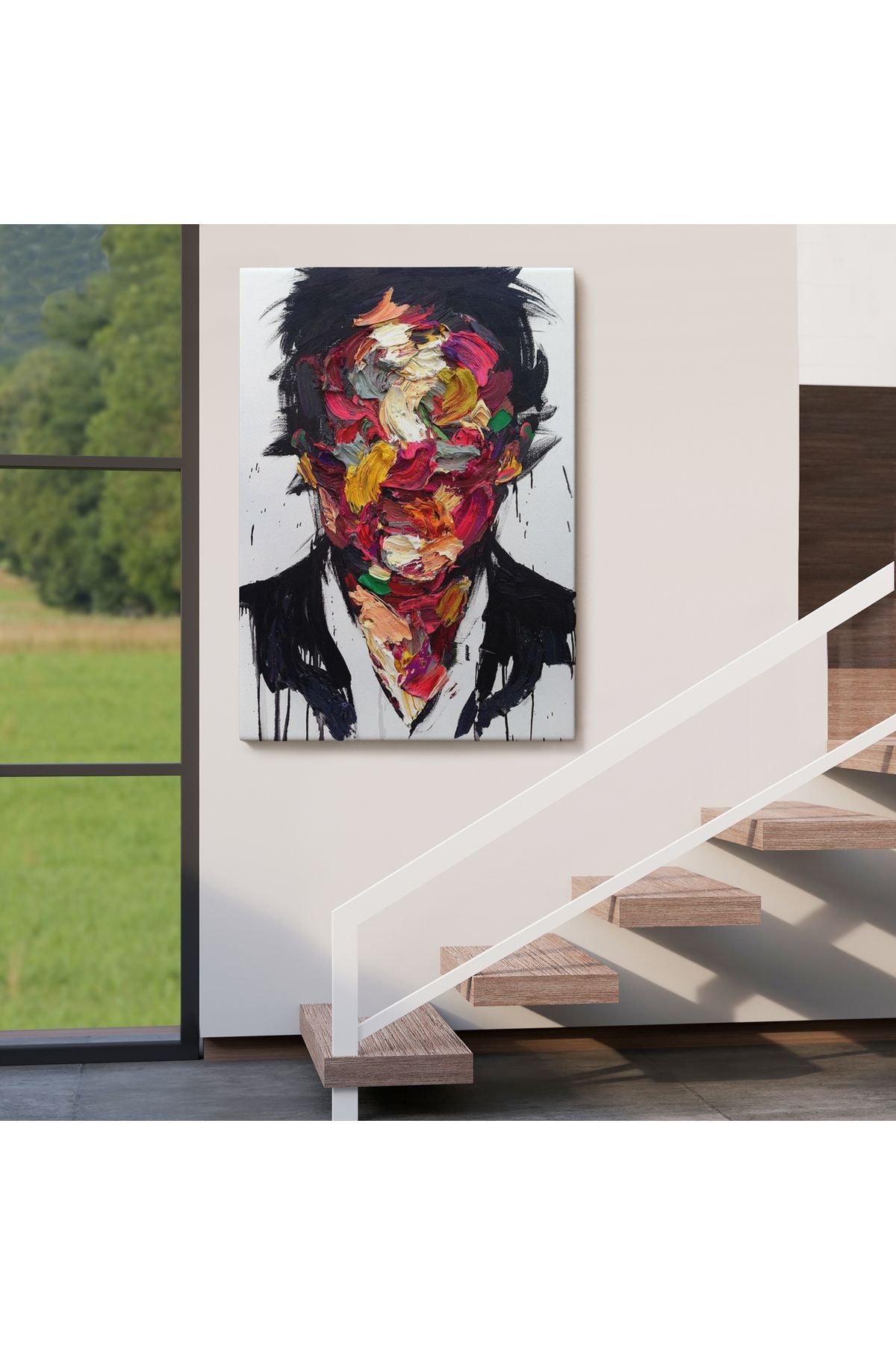 Soyut Yüz Kanvas Tablo, Renkli Yüz Kanvas Sanat Tablo-5220