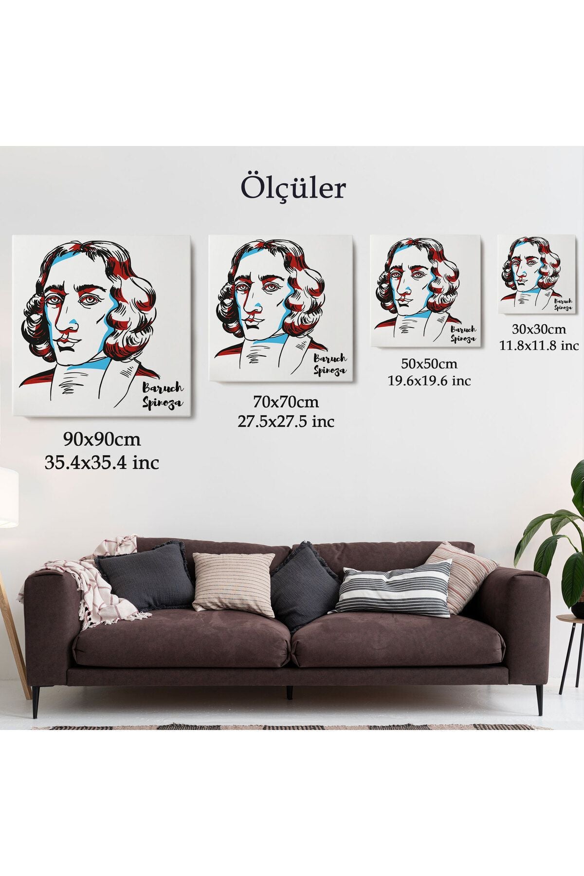 Özel Tasarım Baruch Spinoza Dekoratif Kanvas Tablo-5818