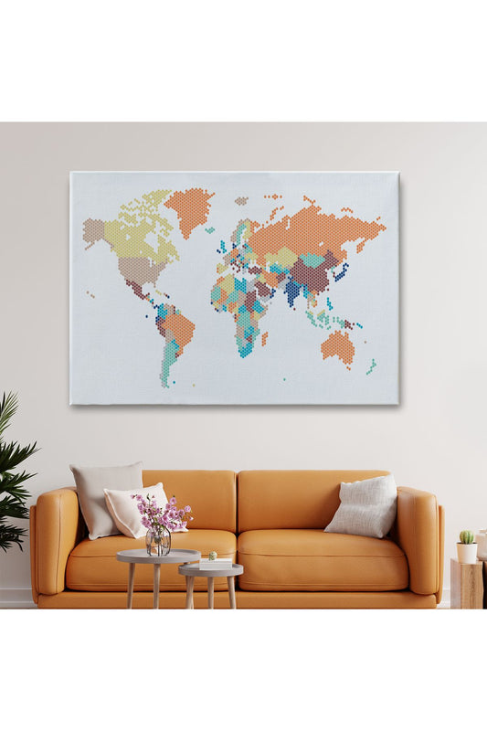 Dünya Haritası Dekoratif Kanvas Tablo 1061