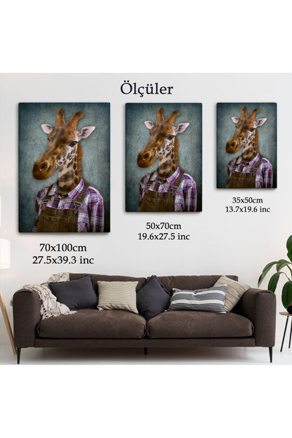 Zurafa Kafalı İnsan Kanvas Tablo-4989