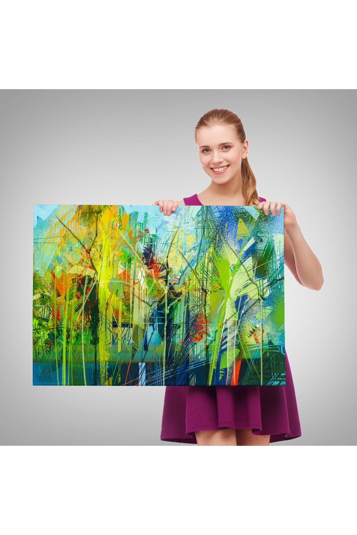 Soyut Yağlıboya Görünüm Dekoratif Kanvas Duvar Tablosu-3553