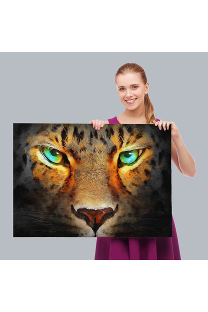 Gerçekçi Çita Gözleri Yağlıboya Görünüm Kanvas Duvar Tablosu-3689