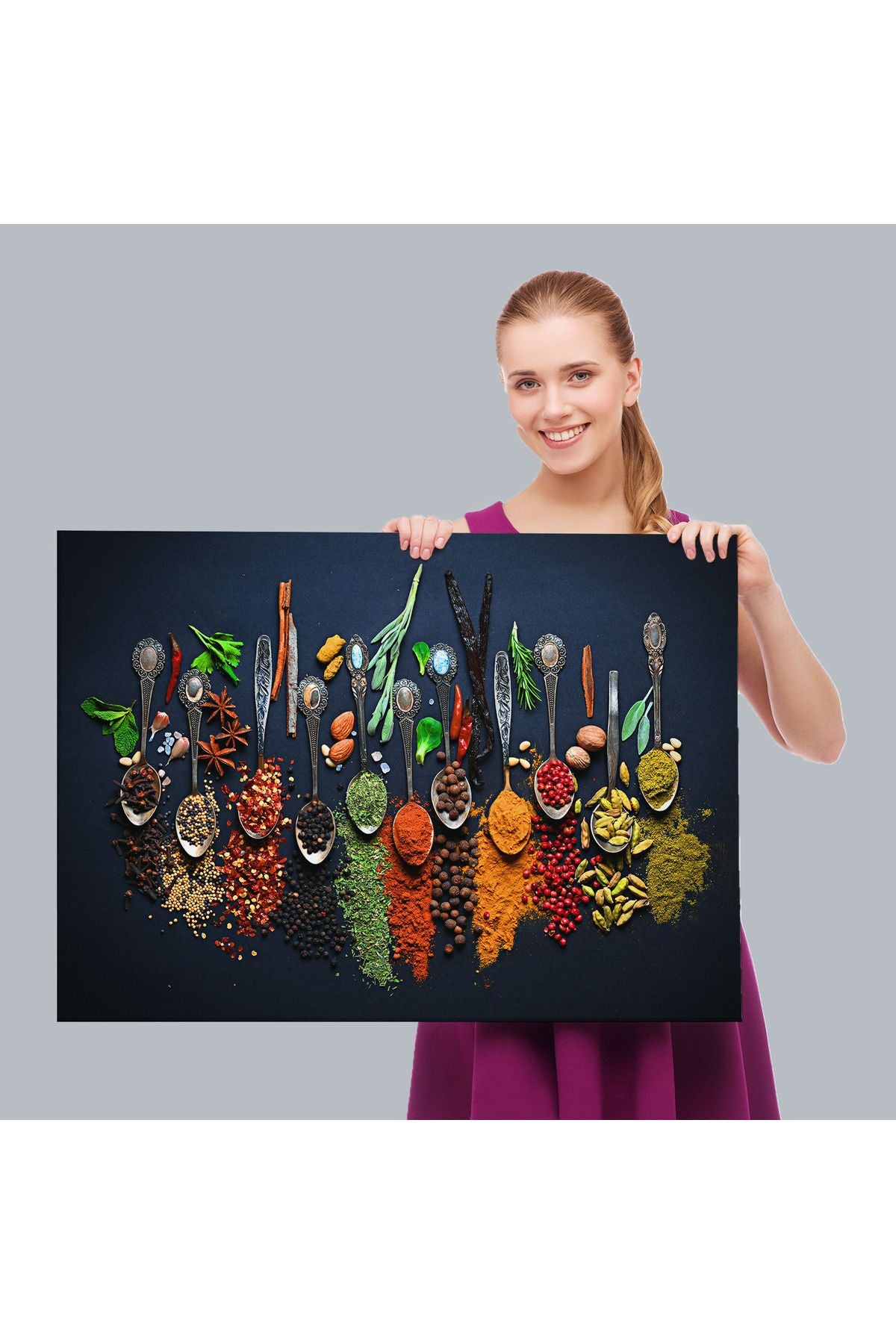 YB Mutfak Masasındaki Baharatlar Dekoratif Kanvas Tablo-3715
