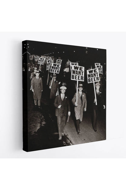 DB  Bira İstiyoruz, Olağandışı 1931 Yasak Protesto Fotoğrafı Kanvas Tablo-5336